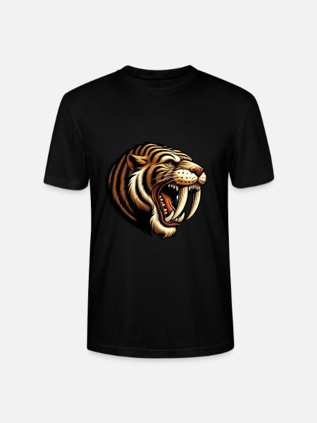 Tigre dai denti a sciabola, Smilodon, Era glaciale, Predatore, Grande Gatto - Maglietta unisex ecologica CRAFTER di Stanley/Stella - nero