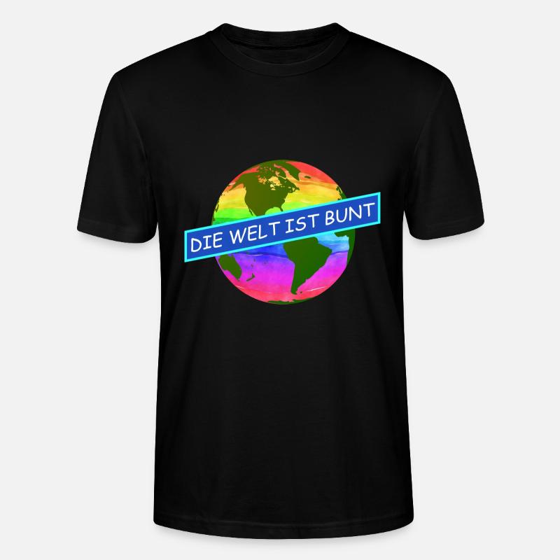 die welt ist bunt komtinente auf regenbogenfarben - Stanley/Stella Unisex Bio-T-Shirt CRAFTER - Schwarz