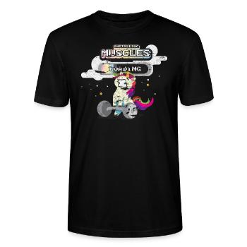 Einhorn Fitness Muskeln Gym - Stanley/Stella Unisex Bio-T-Shirt CRAFTER - Schwarz - Vorne - Alina (178cm) & Michal (187cm)