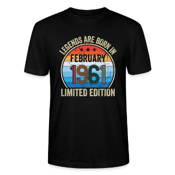Legends Are Born In February 1961 Limited Edition - Stanley/Stella Unisex Bio-T-Shirt CRAFTER - Schwarz - Vorne - Alina (178cm) & Michal (187cm)