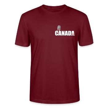 Canada with Wolf - Stanley/Stella CRAFTER Unisex Organic T-Shirt - burgundy - Front - Alina (178cm) & Michal (187cm)