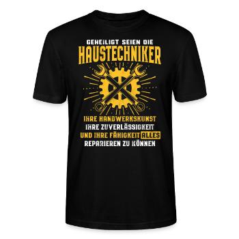Haustechniker/Haustechnik/Haustechnikerin/Anlagen - Stanley/Stella Unisex Bio-T-Shirt CRAFTER - Schwarz - Vorne - Alina (178cm) & Michal (187cm)