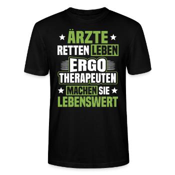 Ergotherapie Ergotherapeut Ergotherapeutin - Stanley/Stella Unisex Bio-T-Shirt CRAFTER - Schwarz - Vorne - Alina (178cm) & Michal (187cm)