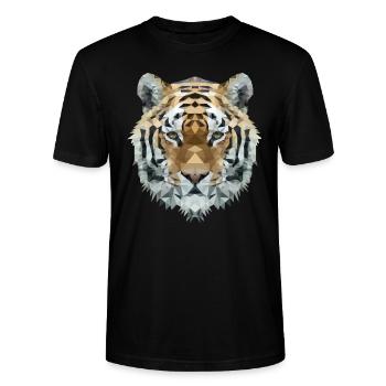 Tiger Polygon - Stanley/Stella Unisex Bio-T-Shirt CRAFTER - Schwarz - Vorne - Alina (178cm) & Michal (187cm)