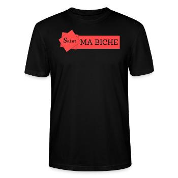 SALUT MA BICHE - T-shirt bio CRAFTER Stanley Stella Unisexe - noir - Devant - Alina (178cm) & Michal (187cm)