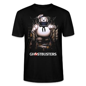 Ghostbusters Stay Puft Marshmallow Man - Stanley/Stella CRAFTER Unisex Organic T-Shirt - black - Front - Alina (178cm) & Michal (187cm)