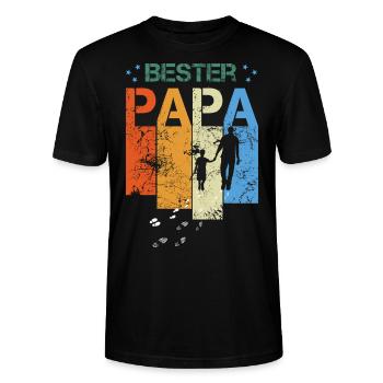 Papa, ist der beste, Bester Papa - Stanley/Stella Unisex Bio-T-Shirt CRAFTER - Schwarz - Vorne - Alina (178cm) & Michal (187cm)