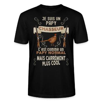 Papy chasseurs de gibier humour chasse - T-shirt bio CRAFTER Stanley Stella Unisexe - noir - Devant - Alina (178cm) & Michal (187cm)