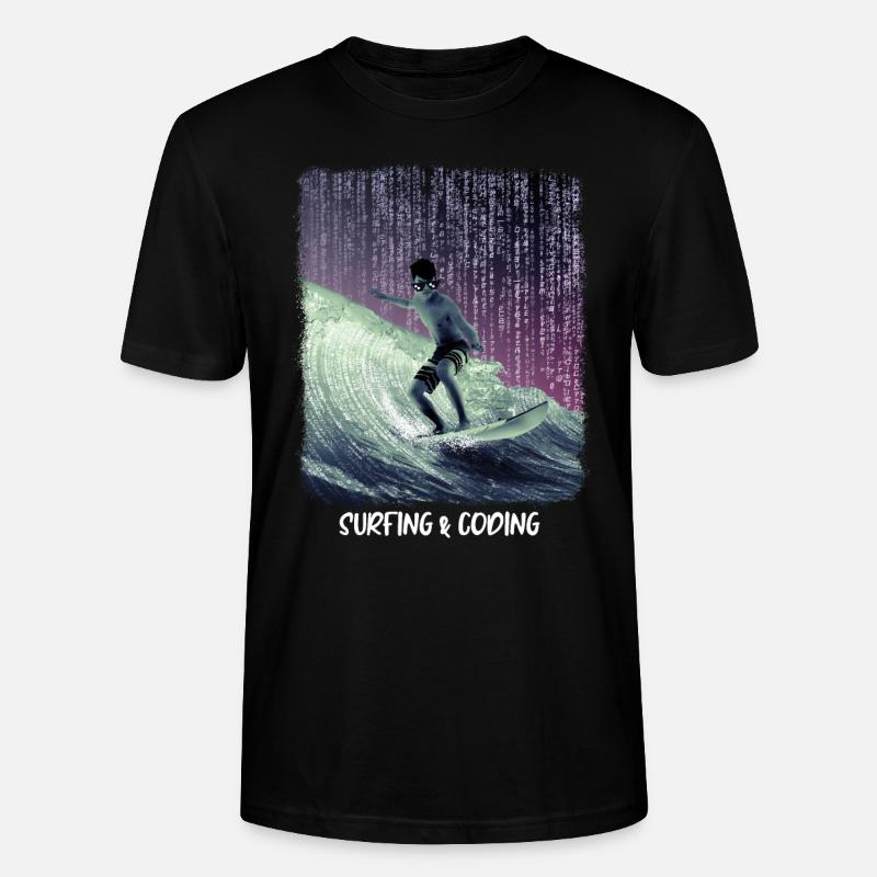 Surfing & Coding - Stanley/Stella CRAFTER Unisex Organic T-Shirt - black