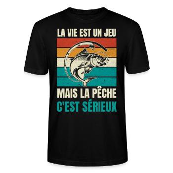 la pêche c'est sérieux - T-shirt bio CRAFTER Stanley Stella Unisexe - noir - Devant - Alina (178cm) & Michal (187cm)