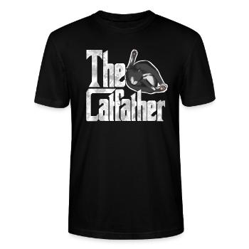 Cat Dad The Catfather Crazy Cat Father Kitty Daddy - Stanley/Stella Unisex Bio-T-Shirt CRAFTER - Schwarz - Vorne - Alina (178cm) & Michal (187cm)