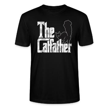 Cat Dad The Catfather Crazy Cat Father Kitty Daddy - Stanley/Stella Unisex Bio-T-Shirt CRAFTER - Schwarz - Vorne - Alina (178cm) & Michal (187cm)