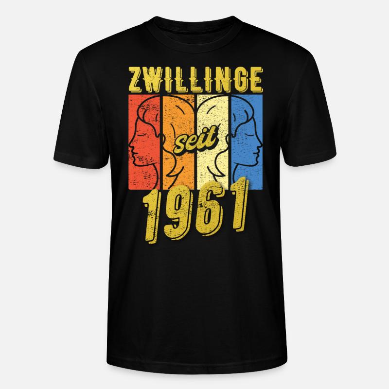 Zwillinge Sternzeichen 1961 Geschenk - Stanley/Stella Unisex Bio-T-Shirt CRAFTER - Schwarz
