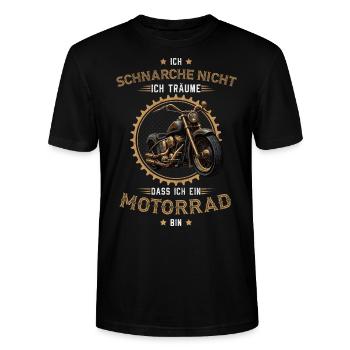 Snoring Motorcycle Shirt Chopper Biker - Stanley/Stella CRAFTER Unisex Organic T-Shirt - black - Front - Alina (178cm) & Michal (187cm)
