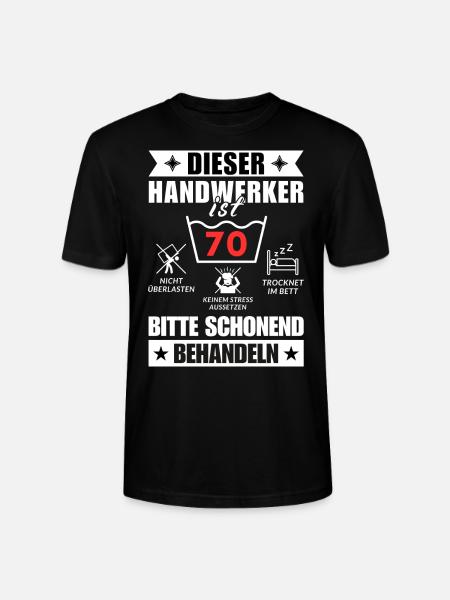 Dieser Handwerker ist 70. Schonend behandeln - Stanley/Stella Unisex Bio-T-Shirt CRAFTER - Schwarz