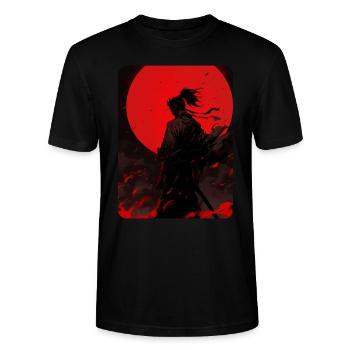 Blood Moon Samurai - Stanley/Stella CRAFTER Unisex Organic T-Shirt - black - Front - Alina (178cm) & Michal (187cm)