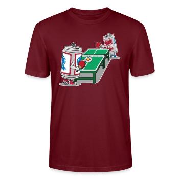 Drôle de bière pong nerd geek étudiant à boire jeu - T-shirt bio CRAFTER Stanley Stella Unisexe - bordeaux - Devant - Alina (178cm) & Michal (187cm)
