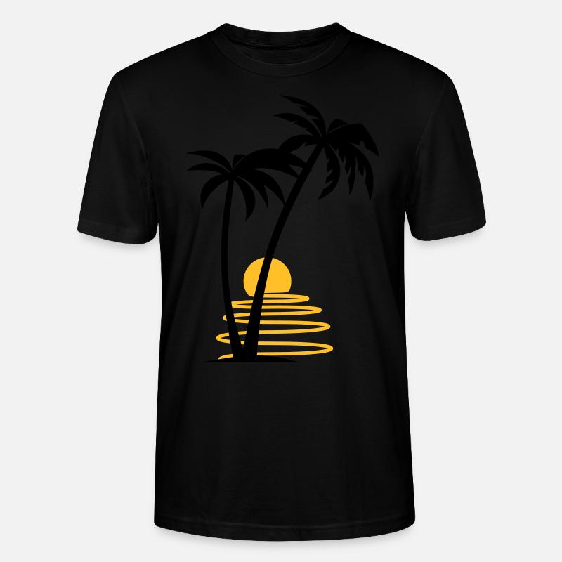 Palmiers avec soleil - T-shirt bio CRAFTER Stanley Stella Unisexe - noir