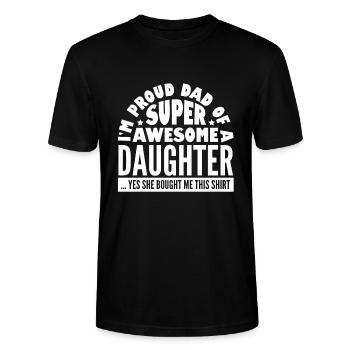 Super Dad Tochter Papa - Stanley/Stella Unisex Bio-T-Shirt CRAFTER - Schwarz - Vorne - Alina (178cm) & Michal (187cm)