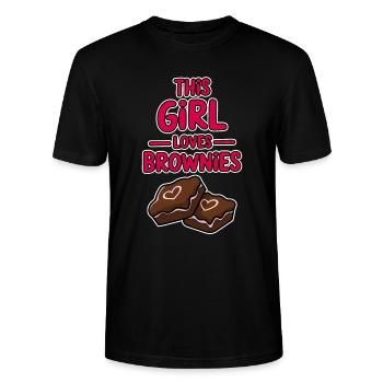 Brownies Saying Girl Funny Brownie Gift - Stanley/Stella CRAFTER Unisex Organic T-Shirt - black - Front - Alina (178cm) & Michal (187cm)