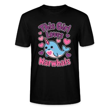 Narwal Spruch Narwale Lustiges Narwal Geschenk - Stanley/Stella Unisex Bio-T-Shirt CRAFTER - Schwarz - Vorne - Alina (178cm) & Michal (187cm)