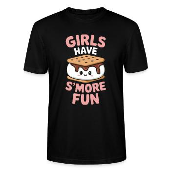S ́More Saying Marshmallow Camping S ́More Gift - T-shirt bio CRAFTER Stanley Stella Unisexe - noir - Devant - Alina (178cm) & Michal (187cm)