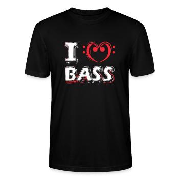 I ♥ Bass Love Musiker Bassschlüssel Bassist - Stanley/Stella Unisex Bio-T-Shirt CRAFTER - Schwarz - Vorne - Alina (178cm) & Michal (187cm)