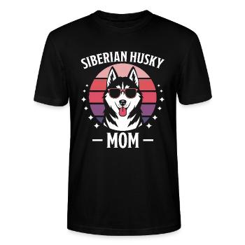 Husky sibérien disant Huskies de Sibérie cadeau - T-shirt bio CRAFTER Stanley Stella Unisexe - noir - Devant - Alina (178cm) & Michal (187cm)