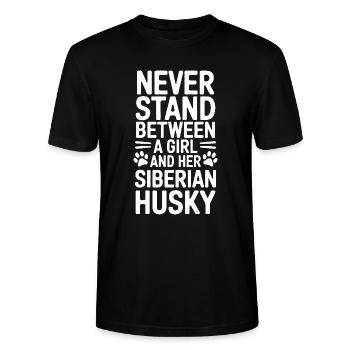 Husky sibérien disant Huskies de Sibérie cadeau - T-shirt bio CRAFTER Stanley Stella Unisexe - noir - Devant - Alina (178cm) & Michal (187cm)