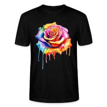 Rose aux couleurs de l’arc-en-ciel - T-shirt bio CRAFTER Stanley Stella Unisexe - noir - Devant - Alina (178cm) & Michal (187cm)