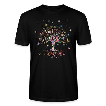 Baum des Lebens ,Lebensbaum,Malerei,mandala - Stanley/Stella Unisex Bio-T-Shirt CRAFTER - Schwarz - Vorne - Alina (178cm) & Michal (187cm)