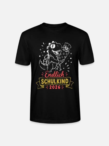 Endlich Schulkind 2026 Dino - Stanley/Stella Unisex Bio-T-Shirt CRAFTER - Schwarz