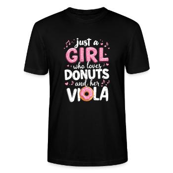 Bratsche Viola Donut Bratschist Love Doughnut - Stanley/Stella Unisex Bio-T-Shirt CRAFTER - Schwarz - Vorne - Alina (178cm) & Michal (187cm)