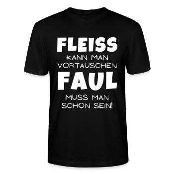 Fleiß kann man vortäuschen, Faul muss man sein - Stanley/Stella Unisex Bio-T-Shirt CRAFTER - Schwarz - Vorne - Alina (178cm) & Michal (187cm)