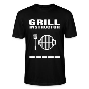 Grilling Grillmaster Grilling BBQ Viande Charbon de bois - T-shirt bio CRAFTER Stanley Stella Unisexe - noir - Devant - Alina (178cm) & Michal (187cm)