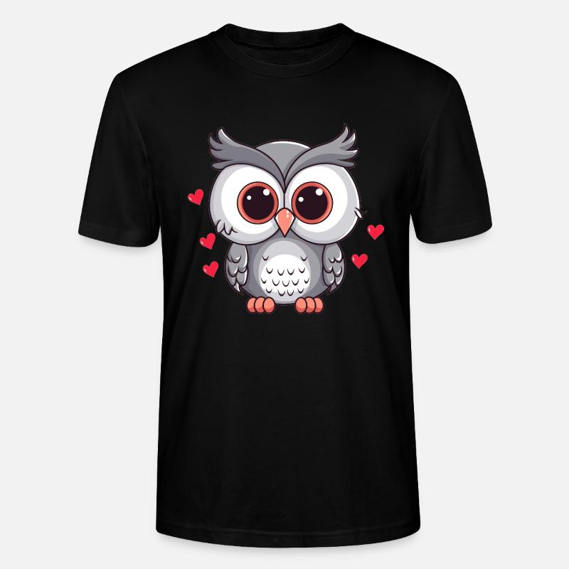 Verliebte Eule mit Herzchen - Stanley/Stella Unisex Bio-T-Shirt CRAFTER - Schwarz