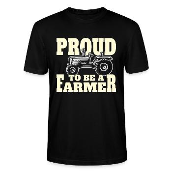 Proud to be a farmer. Proud of the farmer. - Stanley/Stella CRAFTER Unisex Organic T-Shirt - black - Front - Alina (178cm) & Michal (187cm)