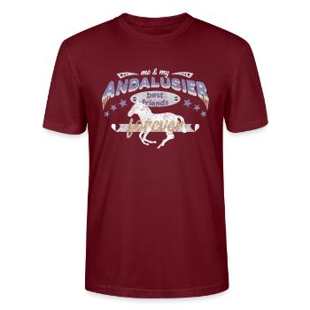 Andalusian Horse Horse Best Friends - Stanley/Stella CRAFTER Unisex Organic T-Shirt - burgundy - Front - Alina (178cm) & Michal (187cm)