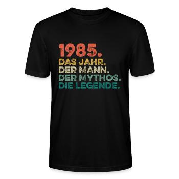 Geburtstag Jahrgang 1985 Mann Mythos Legende - Stanley/Stella Unisex Bio-T-Shirt CRAFTER - Schwarz - Vorne - Alina (178cm) & Michal (187cm)
