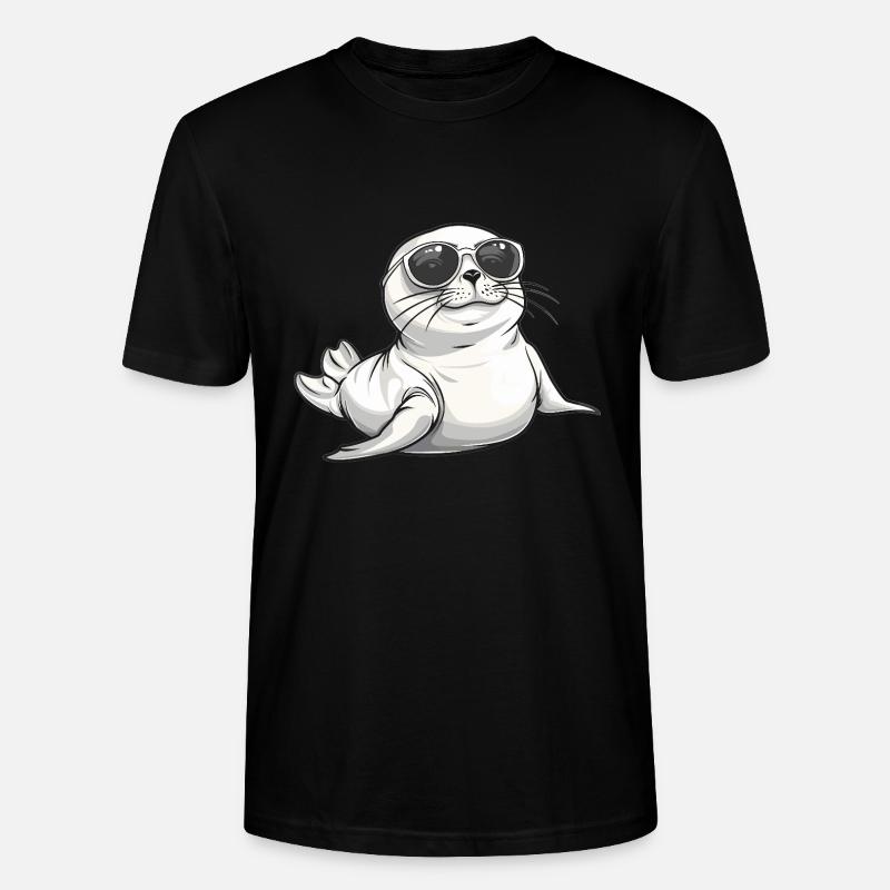 Coole Robbe mit Sonnenbrille - Stanley/Stella Unisex Bio-T-Shirt CRAFTER - Schwarz