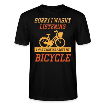 Réflexion sur le vélo Mobilité durable Vél - T-shirt bio CRAFTER Stanley Stella Unisexe - noir - Devant - Alina (178cm) & Michal (187cm)