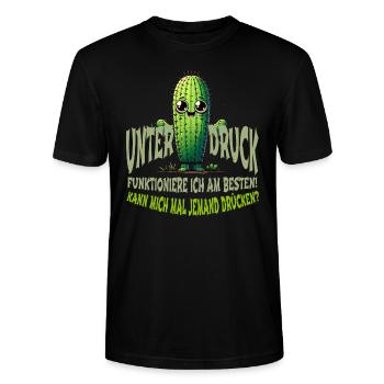 T-Shirt- Design- Kakteen und lustiger Spruch - Stanley/Stella Unisex Bio-T-Shirt CRAFTER - Schwarz - Vorne - Alina (178cm) & Michal (187cm)