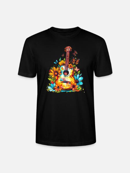 Bunte Gitarre mit Blumen - Stanley/Stella Unisex Bio-T-Shirt CRAFTER - Schwarz