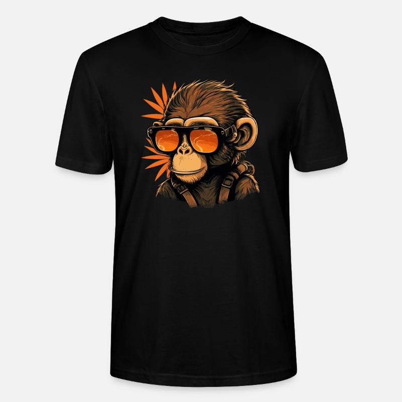 Cooler Affe mit Sonnenbrille - Stanley/Stella Unisex Bio-T-Shirt CRAFTER - Schwarz