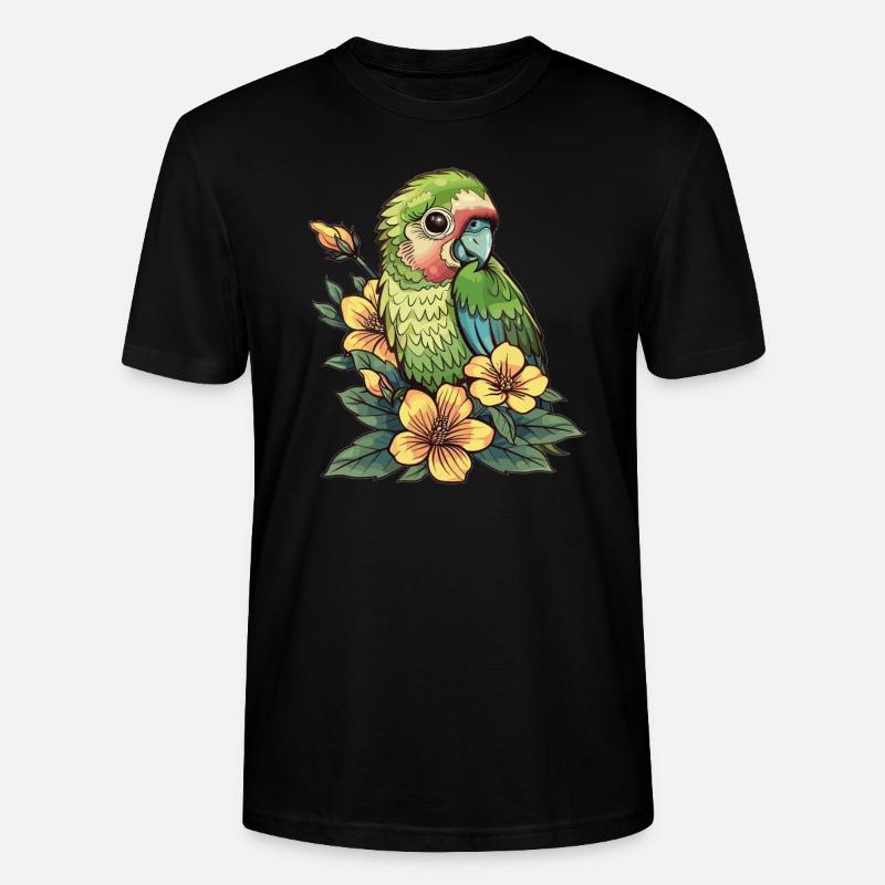 Perroquet à fleurs - T-shirt bio CRAFTER Stanley Stella Unisexe - noir