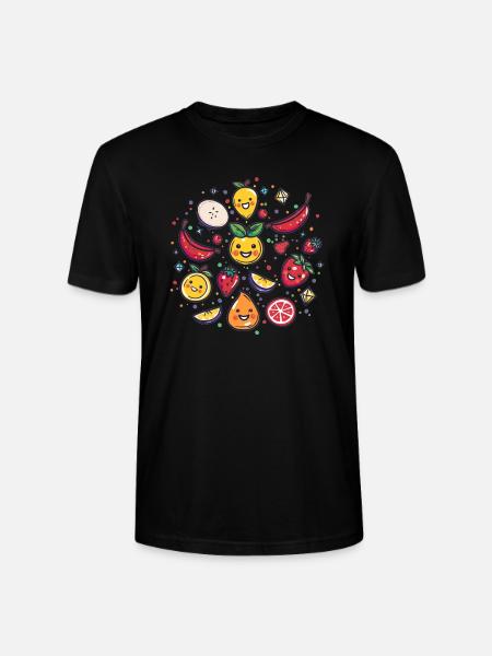 Cheerful fruits with gemstones - Stanley/Stella CRAFTER Unisex Organic T-Shirt - black