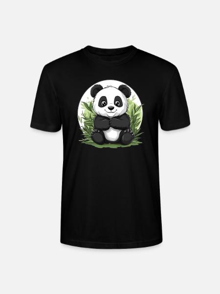 Panda im Bambuswald - Stanley/Stella Unisex Bio-T-Shirt CRAFTER - Schwarz