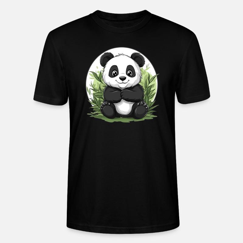 Panda im Bambuswald - Stanley/Stella Unisex Bio-T-Shirt CRAFTER - Schwarz