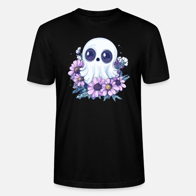 Fantôme avec des fleurs - T-shirt bio CRAFTER Stanley Stella Unisexe - noir