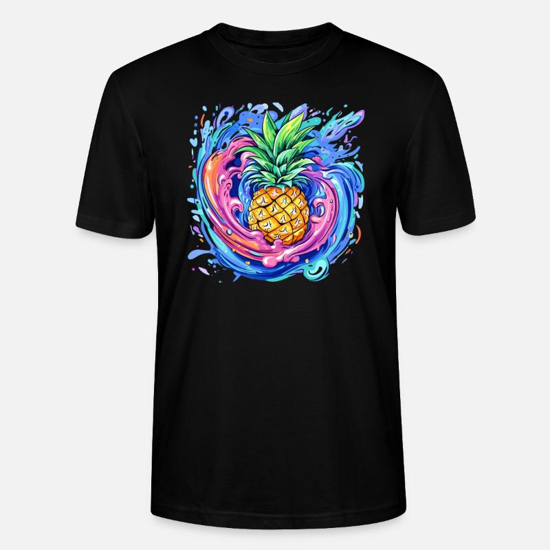 Ananas mit Farbspritzer - Stanley/Stella Unisex Bio-T-Shirt CRAFTER - Schwarz